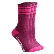 3 Pairs X Hard Yakka Womens Bamboo Work Socks Pink Marle 3-8