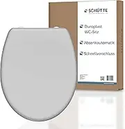 SCHÜTTE Grey Toilet seat with Soft-Close Mechanism, Toilet lid with Quick Release for Easy Cleaning, Duroplast Toilet lid (max. Load of The Toilet seat 150 kg)