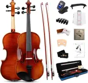Aileen 4/4 Violin Set, Full Size Solidwood Fiddle for Adults Beginners