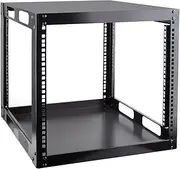 JIZEUO 9U Black Steel Open Frame Network Rack, Free Standing, Suitable for Server, AV Gear & More