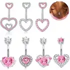 Heart Belly Button Bar Stud Navel Bar Crystal Gem Body Piercing Jewellery Gifts