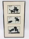 3 Each 1959-1960 Picasso Bull Fighter 4” X 6” Prints Signed In The Plate Framed