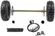 740mm Rear Axle Kit 6" Wheels Brake Assembly Sprocket Hub Go Kart Quad DIY Parts