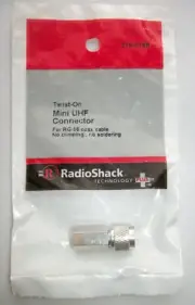 New Mini UHF Twist-On Connector for RG-58 coax cable Nickel Plated RadioShack