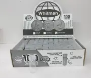 Case of 500 Whitman Harris Round Screw Top Coin Tubes Holders Quarters 24mm