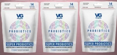 Super Probiotics Gummies - Vita Globe Supports GUT HEALTH - 14ct Bag- X3