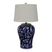Hamptons Blue and White Blossom Table Lamp 68cmh