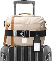 [NINEFOX] Travel Belt for Luggage,Adjustable 2-in-1 Elastic Luggage Belt Bag Bun-gee Travel Essential Accessories,Luggage Straps for Suitcases Add A Bag,Hands-Free for Airport,Trip