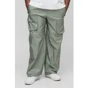 Mens Light Khaki Plus Elasticated Waist Relaxed Cargo Trousers
