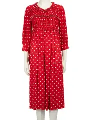 Red Polkadot Ruffle Midi Dress