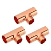 5/8"x1/2"x5/8" ID Reducing Tee Copper Fitting 3pcs Pipe Tube Connector Adapter