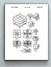Framed 8.5 X 11 1983 Erno Rubiks Puzzle Cube Original Patent Diagram Plans