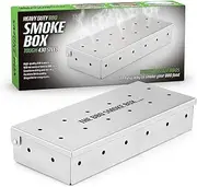 CKB LTD BBQ Wood Chip Smoke Box By Heavy Duty Stainless Steel Barbecue Smoker Metal Outdoor Cooking Accessories Universal Smokers for Gas and Charcoal Grilling Add Smokey Flavour to Grilled Meat