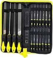 19Pcs Metal Steel File Grinding Tool Set with Flat File, Semi-Circular File, Circular File, Triangular File and Needle File Tool Kit