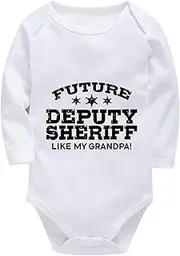 [WOOYONGING] Future Deputy Sheriff Like My Grandpa Coming Home Outfits for Baby Boy Long Sleeve Girl Take Home Outfit White Fu