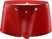 [OYUEGE] Men Shiny Liquid Metallic Underwear Bikini Swimsuit Boxer Brief Trunks Red XL