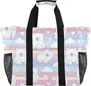 [sanluoli] Bag Collapsable Large Beach Bag Sandproof Canvas Carrying Bag, Polar Bear Cartoon, 1 size