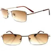 Retro Fashion Gold Mens Rectangle Rectangle Tinted Lens 2.50 Reading Sun Glasses