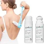 Workvie Lidocaine Pain Relief Roll On 2 Pack & Easy Reach Applicator Tool – Fast Acting Topical Lidocaine Maximum Strength with Arnica Montana & Aloe Vera for Muscles, Joints, Back, Neck & Feet
