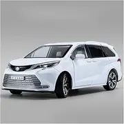 Die-cast 1:24 for Toyota Sienna MPV Van Car Model Diecast Miniature Pull Back Sound & Light Vehicle Displays Collection Miniature Vehicle(White)