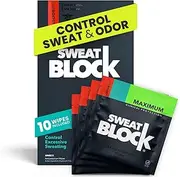 SweatBlock Clinical Antiperspirant for Men & Women | Hyperhidrosis Treatment Wipes for Excessive Sweating | Block Sweat for up to 7 days | 10 Wipes