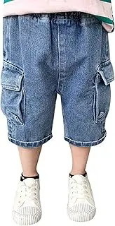 [Generic] Youth Running Toddler Baby Boys Pull On Denim Shorts Kids Summer Knee Length Elastic Waist Pants Jeans with Pockets Baby Pants Winter