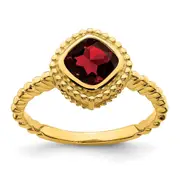 14K Yellow Gold Cushion Garnet Ring