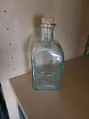 Glass Bottle Clear Container Jar Square with Cork 5"x2.5" 250ML