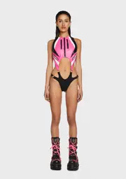 [Namilia] Moto Cut-Out Bodysuit - Pink
