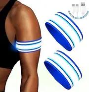 Rechargeable LED Bracelet, Pack of 2, Reflective LED Light Bracelets, Light Strip, Children's Light Strips, USB Reflective Band, Light Bracelet, Reflective Band, Night Safety Light for Jogging,