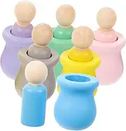 MOLUCKFU DIY Wooden Peg Dolls Kit 6pcs Unfinished Wooden People Hand Painted Craft Supplies Boys and Girls Art Craft Toys Family Activity