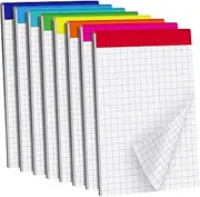 Tenceur 8 Pack Grid Paper Pad 4 x 6 Inch Graph Paper Pad, Graft Paper 30 Sheets Graph Ruled Grid Pad Notebook Notepads Memo Pads Math Grid Note Pad Scratch Pads Assorted Colors(4 Squares Per Inch)