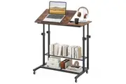 Costway Tilting Standing Desk Height Adjustable Stand up Computer Desk w/Storage Shelves Mobile Laptop Table