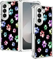 [GlamCase] Clear Case for Samsung Galaxy Z Fold 6 5G, Galaxy Z Fold 6 Clear Case - Dog Paw Watercolour Print Design Printed Clear Shockproof Protective Designer Back Case for Samsung Z Fold 6