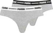 [PUMA] Women's Cotton Modal Brazilian Underwear (2 Pack) Thong Panties, Blue/Black