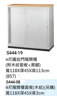 在飛比找Yahoo!奇摩拍賣優惠-【進日興家具】S444-19  4尺鐵拉門隔間櫃(附木紋面板