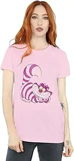 [Absolute Cult] Disney Women's Alice In Wonderland Cheshire Cat Colour Boyfriend Fit T-Shirt Baby Pink X-Large