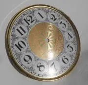 Vintage Germany Clock Face Replacement Brass Gold Tone Numeral Dome Glass 7 3/8"