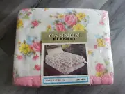 Vintage Cannon Rose Clusters Floral Blanket 72x90 Size NEW #758