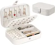 [TOMYEAU] Jewelry Storage Case Jewellery Box Organiser PU Leather Jewelry Box Rings Necklace Organiser Box for Women Girls White