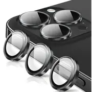 Metal Camera Lens Glass Individual Eagle Protector Cover - For Apple iPhone 15 Pro / 15 Pro max (3pcs) - Black