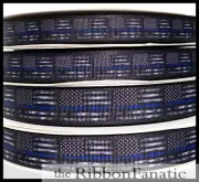 3yds 5/8" or 7/8" Thin Blue Line Distressed Flag Grosgrain Ribbon