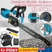 Brushless Cordless 18'' Wood Saw Chainsaw Battery Charger For Makita 18V x2(36V)