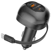Promate POWERDRIVE-RC65 62W PD In-Car Phone Charger with Retractable 80cm USB-C Cable. 45W PDUSB-CConnector,36WPDUSB-C Port, 18W USB-A QC3.0 Port. [POWERDRIVE-RC65]