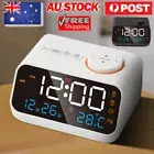 LED Digital Alarm Clock Time Calendar Temperature FM Radio Bedside Snooze Clocks