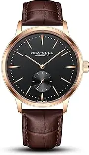 [Sea-Gull] Watch for Men,Minimalist Mens Watches with Leather Strap and Replaced Steel Watch Band (White/Silver)