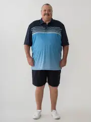 Big Mens Quick Dry Print Polo Navy