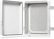 QILIPSU Hinged Cover Stainless Steel Latch 410x310x180mm Junction Box with Mounting Plate, Universal IP67 Project Box Waterproof DIY Electrical Enclosure, ABS Plastic Grey (16.1"x12.2"x7.1")