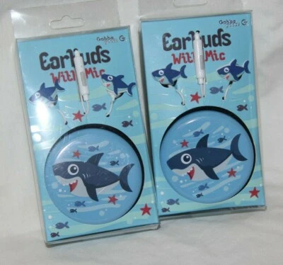 (2) " Shark" Gabba Goods Earbuds with Mic & Case