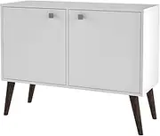 BRV Furniture White Sideboard Cabinet | Two Doors with Metal Hinges | Spacious Compartments | Ideal for Storing Everyday Essentials | Made in Brazil | BPP 61-129